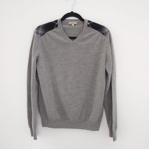 Burberry grey Nova check shoulder Merino sweater